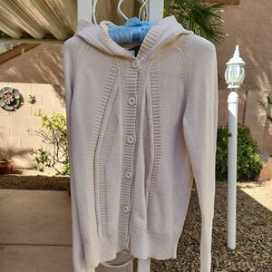 Women's Large Cream Hooded Calvin Klein Hooded Sweater